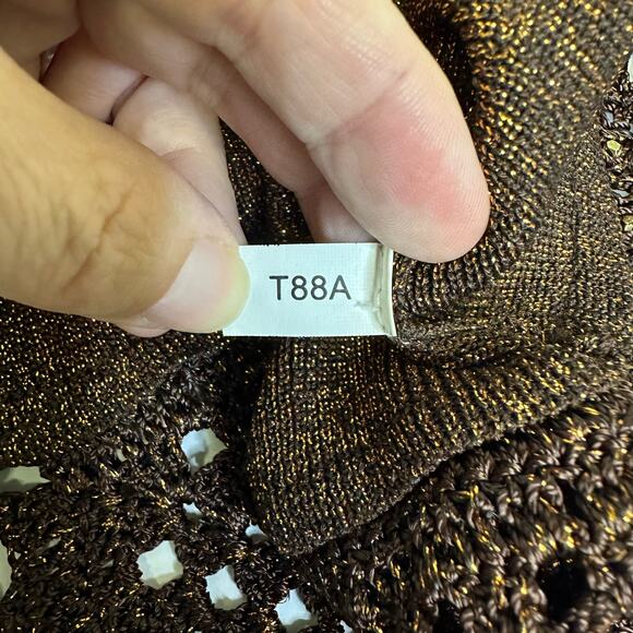 Joseph A. Metallic Brown Knit Top with Beaded Hem - Size L- Vintage-Inspired - Picture 8 of 8